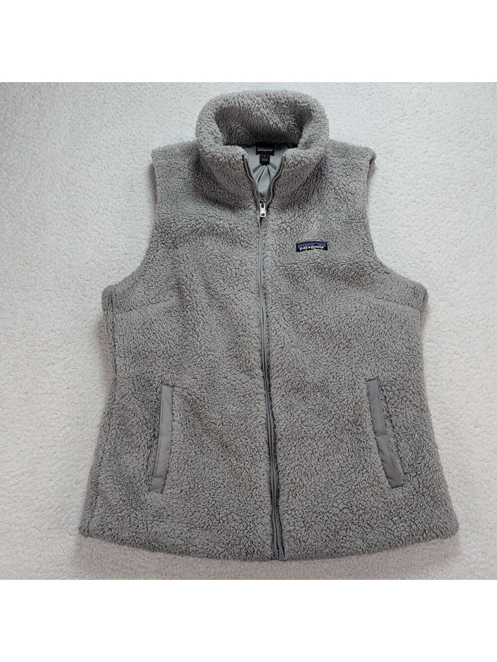 Patagonia Los Gatos Vest Womens Large Gray Sherpa Fleece Full Zip